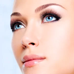 Female with defined brows, blue eyes and smokey eye make up with soft natural glossed lips. Signature Academy blog on Salon Industry Networking Group website